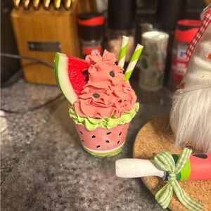 Watermelon faux strawberry dessert cupcake